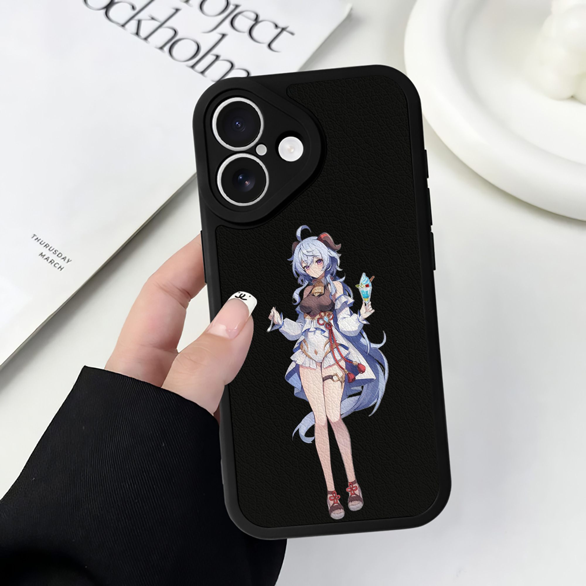 げんし神 甘雨 かんう genshin Ganyu 【iPhone 16シリーズ対応】シリコンスマホケース（レザー調） 材質：シリコン